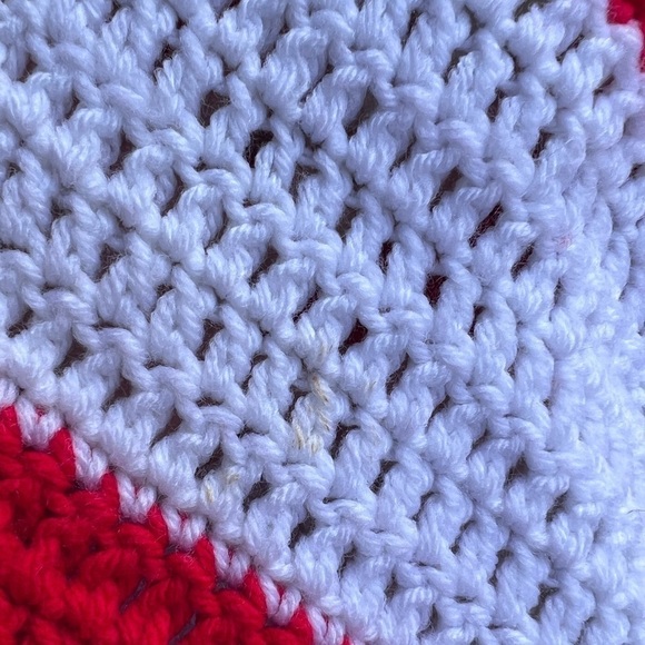 Handmade Crochet American Flag Afghan Patriotic Red White and Blue Huge! USA GUC - Picture 12 of 12